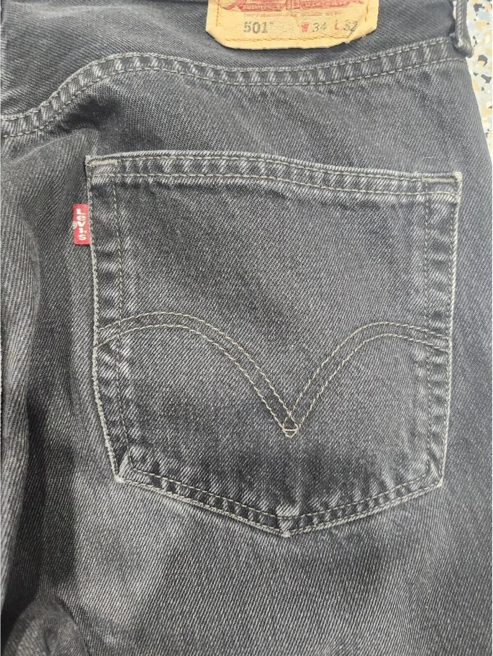 LEVI STRAUSS 501 Levis Red Tab Riveted Button Fly GRAY Jeans Tag Size W34 X L32